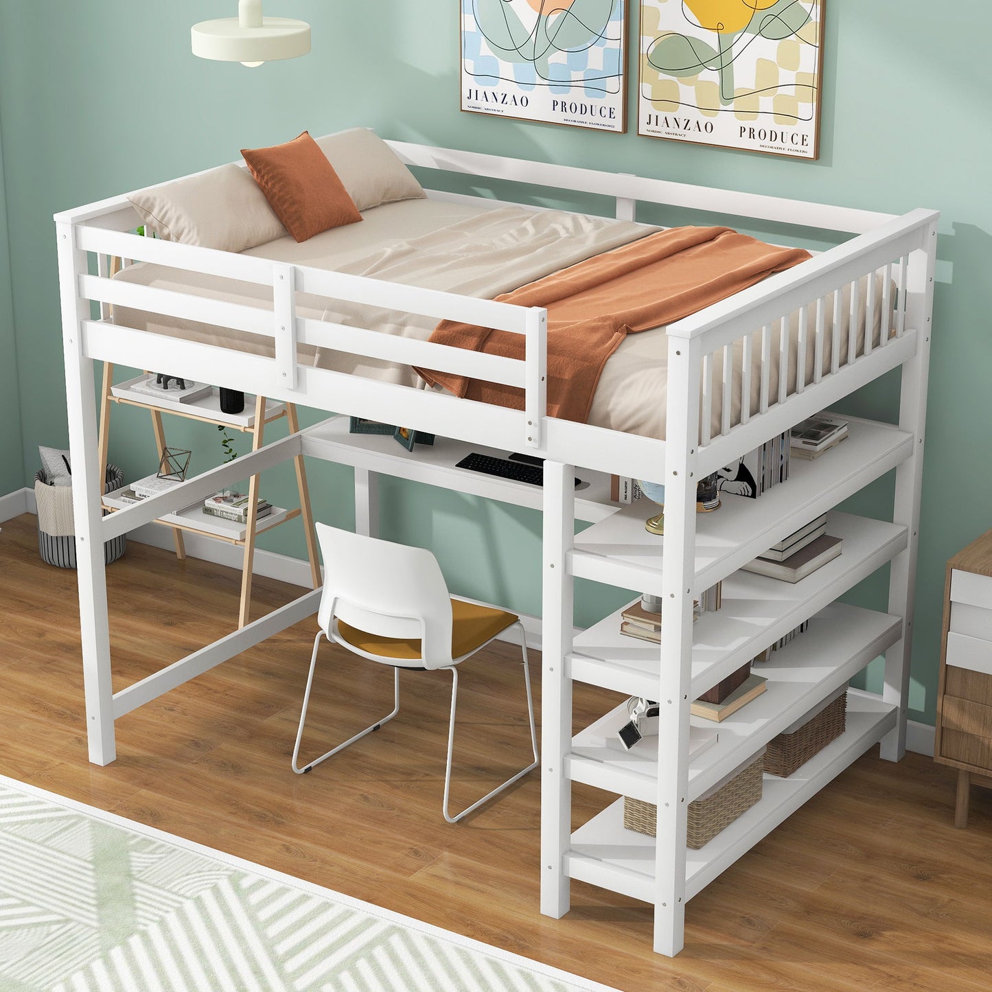 Loft Bed With Storage Shelves And Under Bed Desk - The Sleep Loft - Online Mattress Showroom NYC