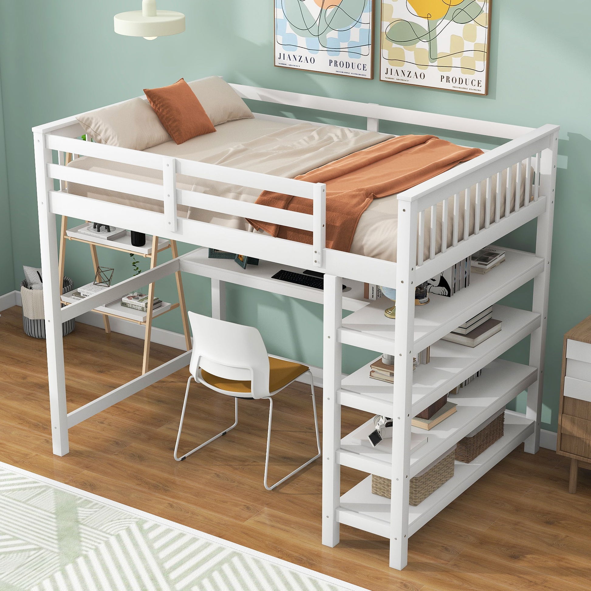 Loft Bed With Storage Shelves And Under Bed Desk - The Sleep Loft - Online Mattress Showroom NYC