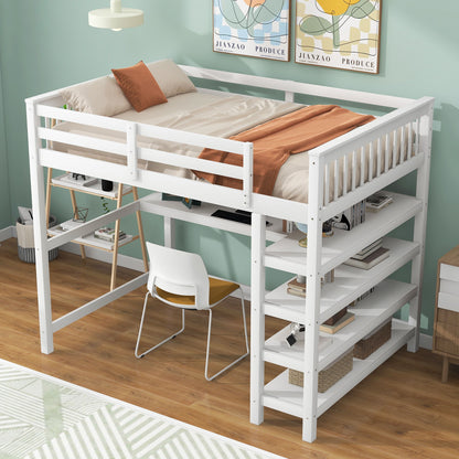 Loft Bed With Storage Shelves And Under Bed Desk - The Sleep Loft - Online Mattress Showroom NYC