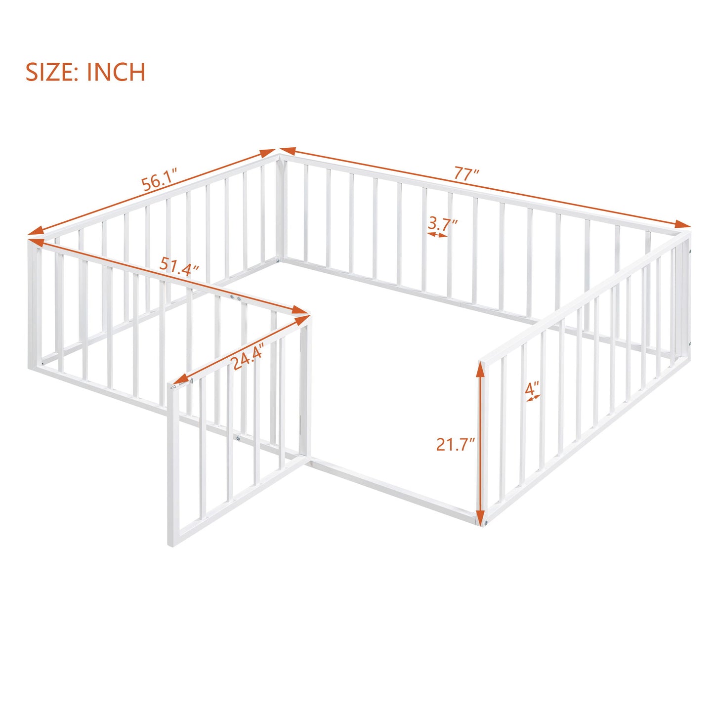 Metal Floor Bed Frame With Fence And Door - The Sleep Loft - Online Mattress Showroom NYC
