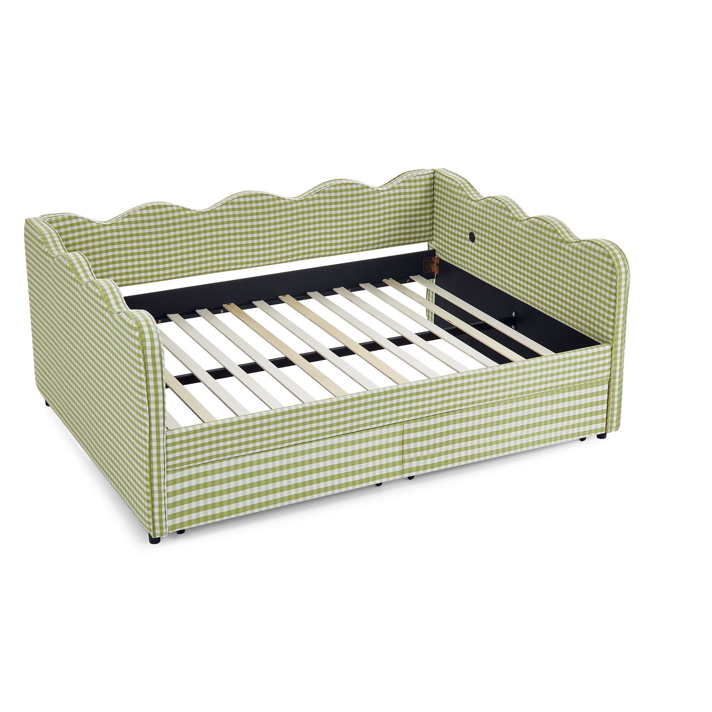 Gingham Daybed With USB Charging Port, Wave-Shaped Design - The Sleep Loft - Online Mattress Showroom NYC