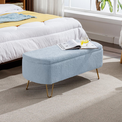 Storage Ottoman Bench For End Of Bed Legs, Modern Camel Faux Fur Entryway Bench Upholstered Padded With Storage For Living Room Bedroom - The Sleep Loft - Online Mattress Showroom NYC