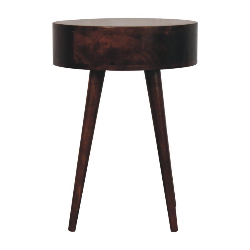 Circular Shaped Bedside Table - Walnut - The Sleep Loft - Online Mattress Showroom NYC