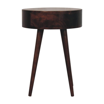 Circular Shaped Bedside Table - Walnut - The Sleep Loft - Online Mattress Showroom NYC