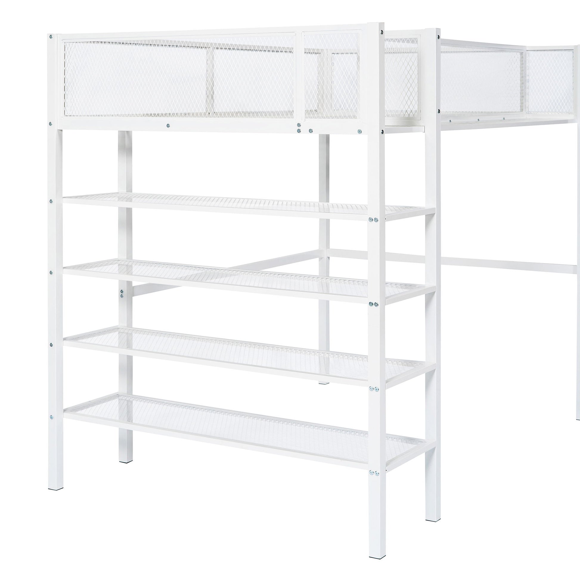 Loft Bed With 4 Tier Shelves And Storage - The Sleep Loft - Online Mattress Showroom NYC