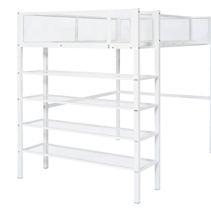 Loft Bed With 4 Tier Shelves And Storage - The Sleep Loft - Online Mattress Showroom NYC