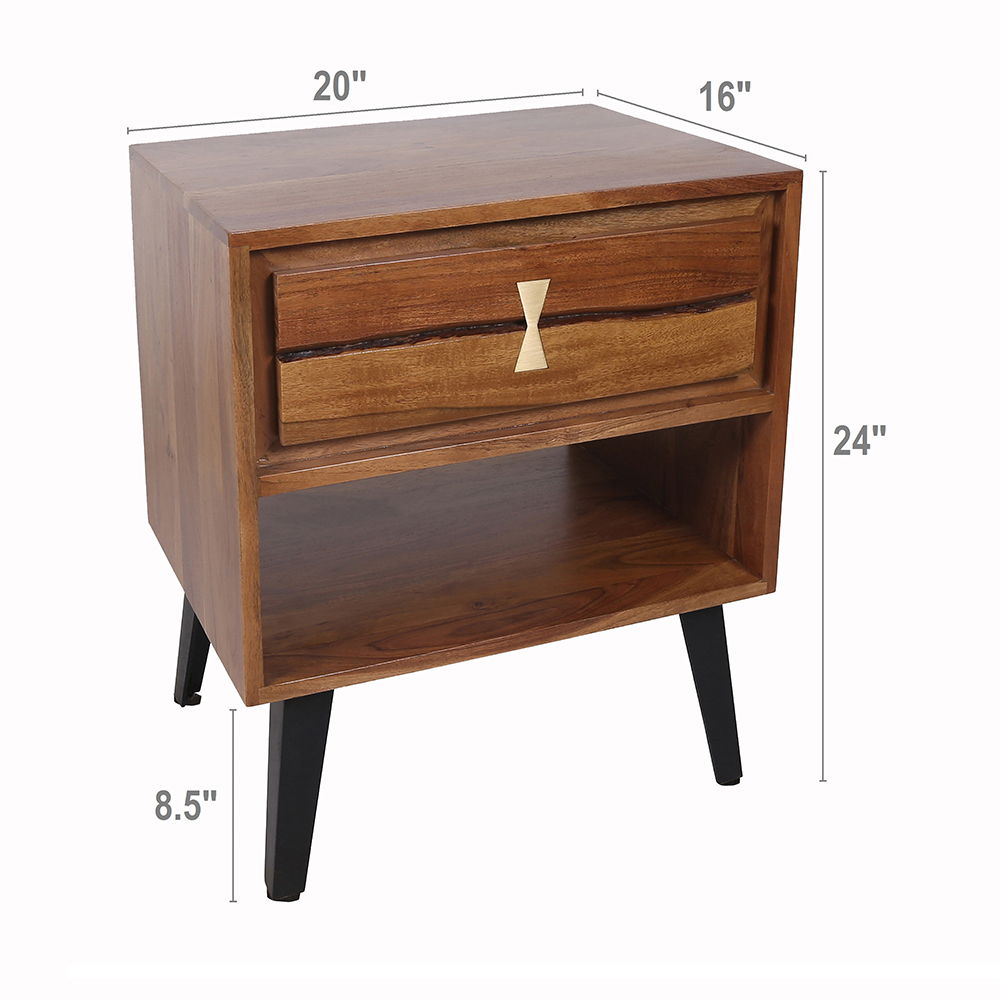 Asther - Bedside Table - Natural Wood / Brown - The Sleep Loft - Online Mattress Showroom NYC
