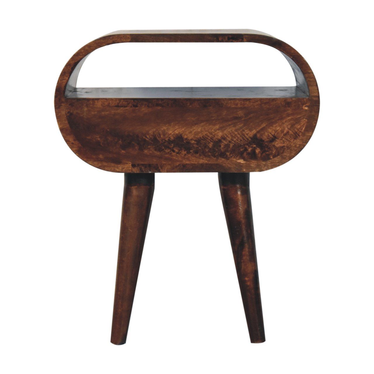 Circular Bedside Table With Open Slot - Walnut - The Sleep Loft - Online Mattress Showroom NYC