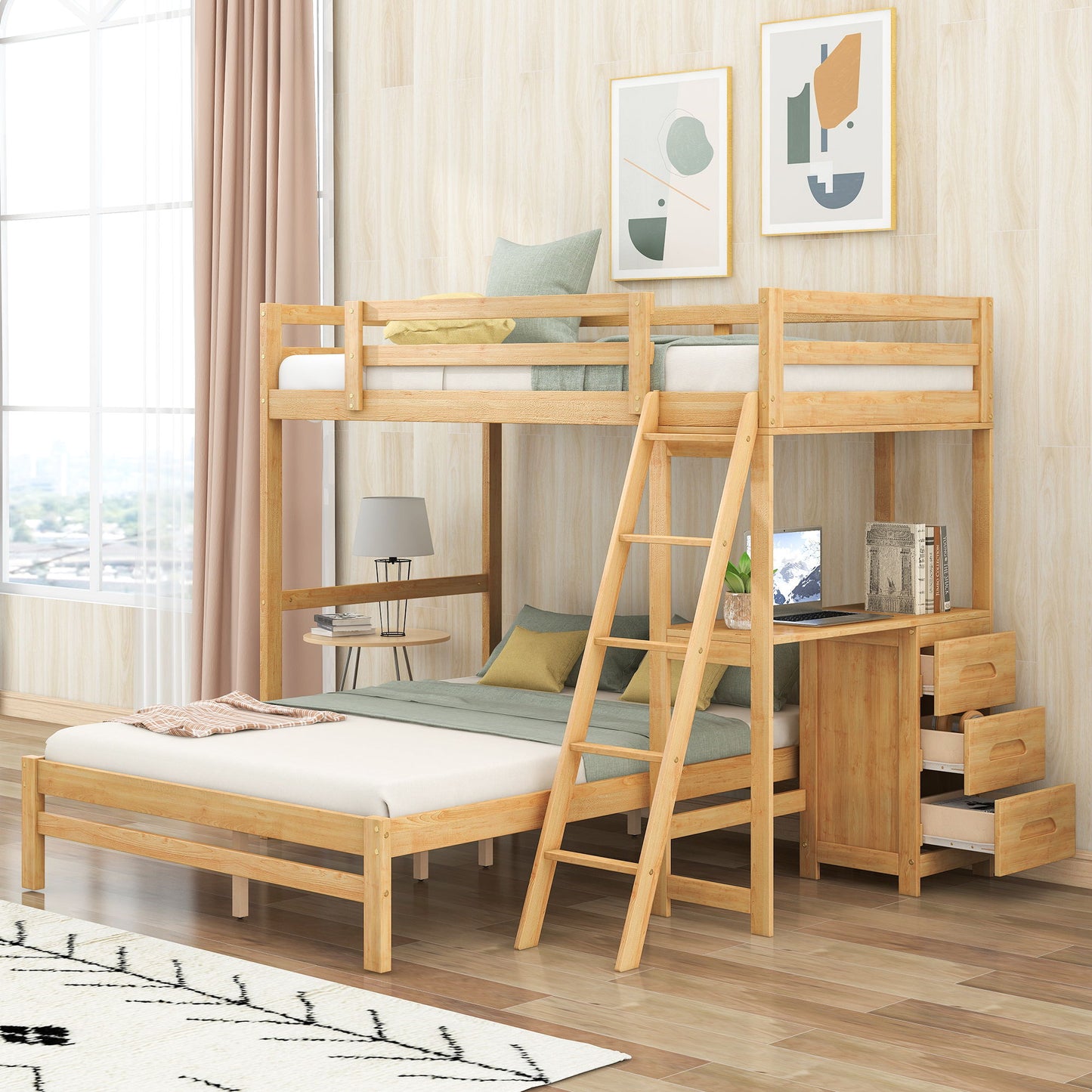 Bunk Bed With Built In Desk And 3 Drawers - The Sleep Loft - Online Mattress Showroom NYC
