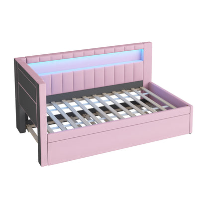Upholstered Platform Bed With USB Ports And LED Belt - The Sleep Loft - Online Mattress Showroom NYC