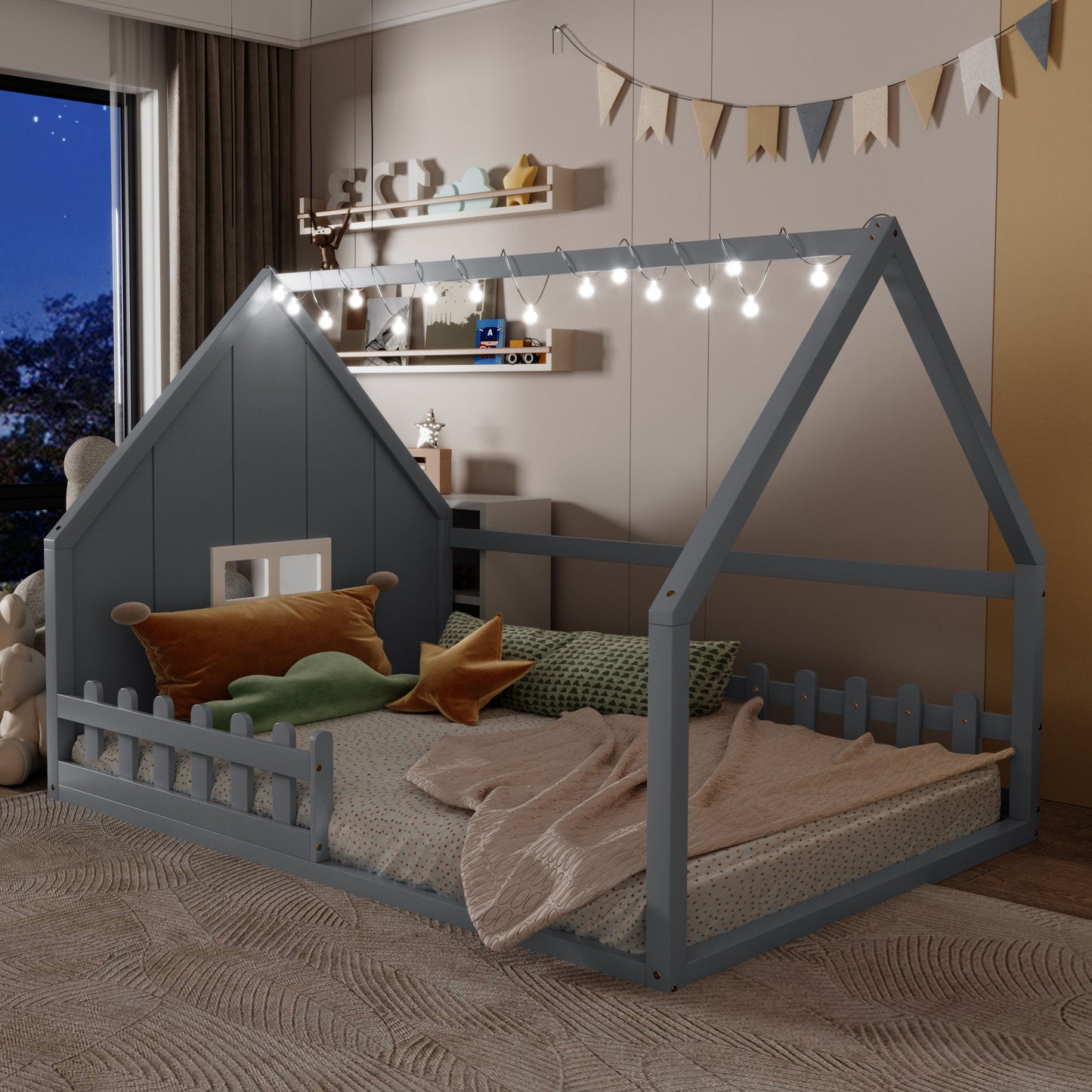 House Bed With Window And Fence - The Sleep Loft - Online Mattress Showroom NYC