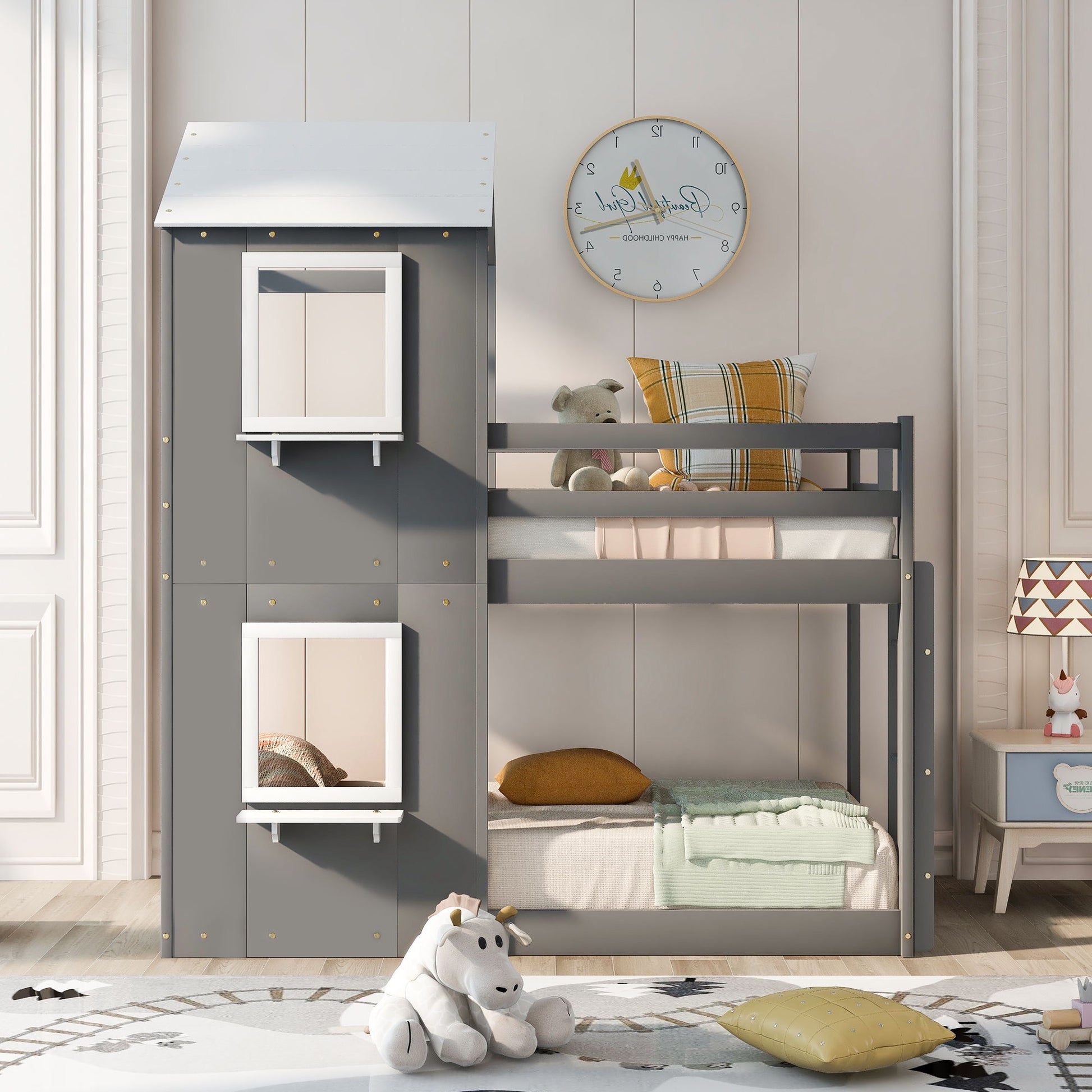 Bunk Bed Wood Bed & Roof, Window, Guardrail, Ladder - The Sleep Loft - Online Mattress Showroom NYC
