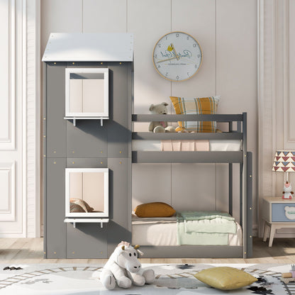 Bunk Bed Wood Bed & Roof, Window, Guardrail, Ladder - The Sleep Loft - Online Mattress Showroom NYC