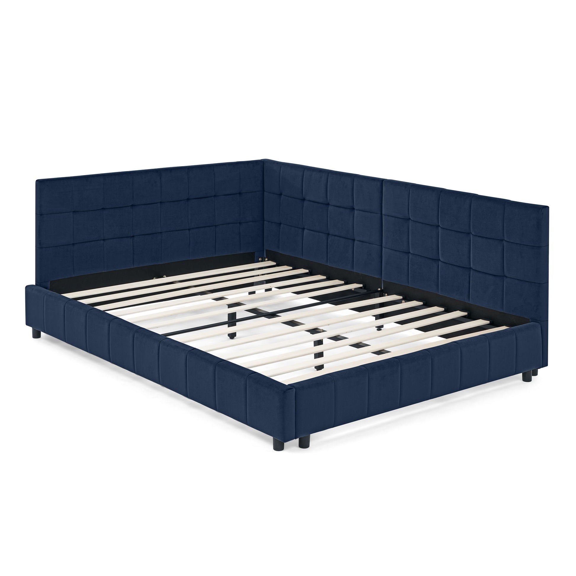 Mid-Century Storage Upholstered Tufted Bed Frame With Backrest And Armrests - The Sleep Loft - Online Mattress Showroom NYC