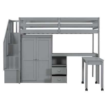 Loft Bed With Stairs, Bookshelf, Drawers, Desk & Wardrobe, Space Saving Multifunctional Furniture - The Sleep Loft - Online Mattress Showroom NYC