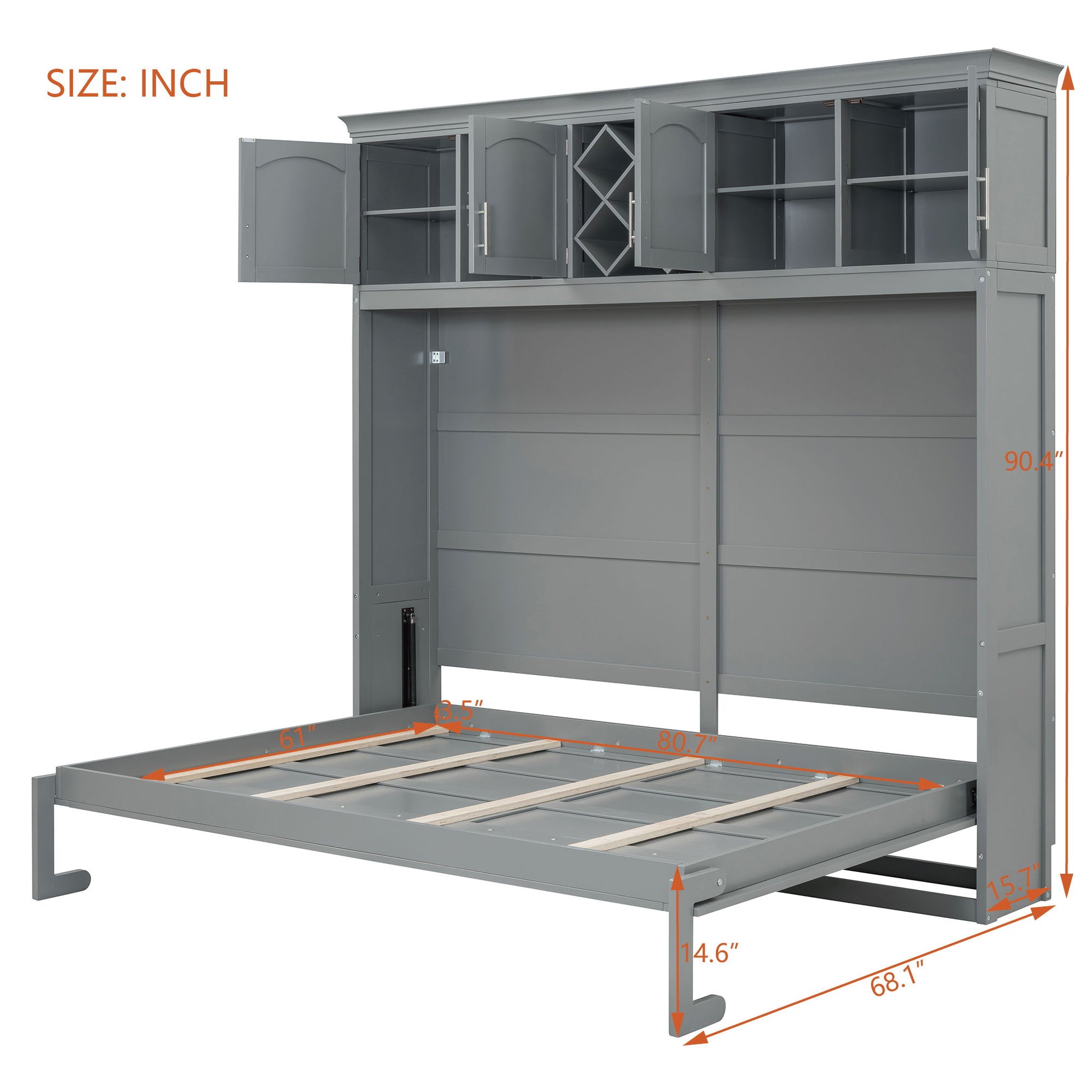 Murphy Wall Bed With Top Cabinets & Wine Rack - The Sleep Loft - Online Mattress Showroom NYC