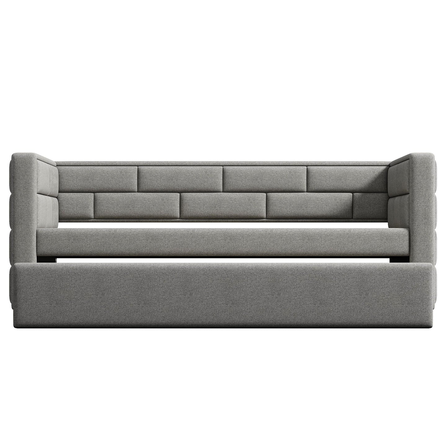 Upholstered Twin Size Daybed With Trundle, Padded Back And Sides - Gray - The Sleep Loft - Online Mattress Showroom NYC