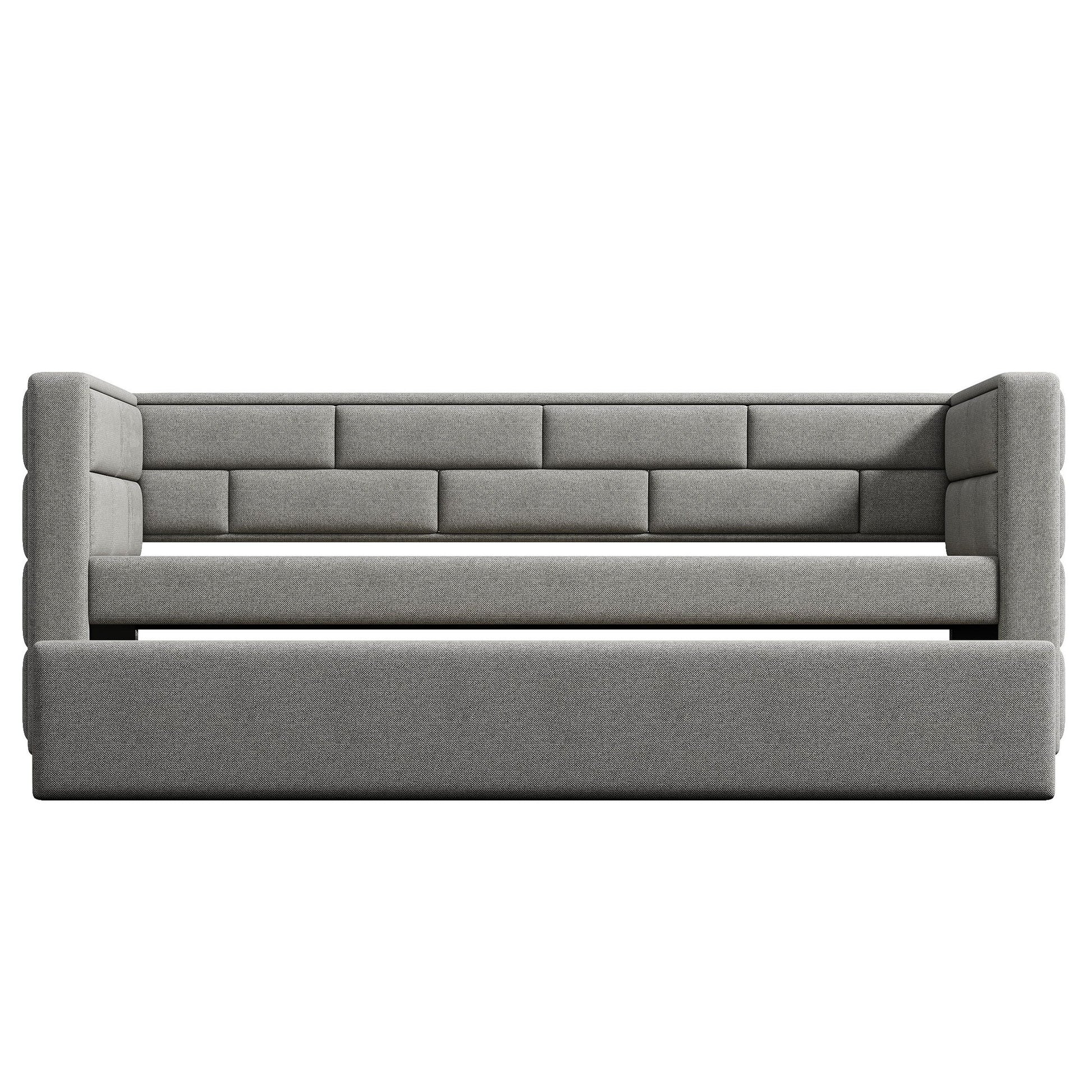Upholstered Twin Size Daybed With Trundle, Padded Back And Sides - Gray - The Sleep Loft - Online Mattress Showroom NYC