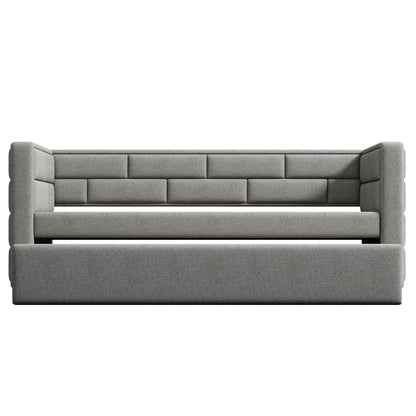 Upholstered Twin Size Daybed With Trundle, Padded Back And Sides - Gray - The Sleep Loft - Online Mattress Showroom NYC