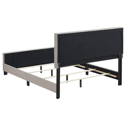 Queen Panel Bed Tufted Upholstered With Tapered Legs - Beige - The Sleep Loft - Online Mattress Showroom NYC