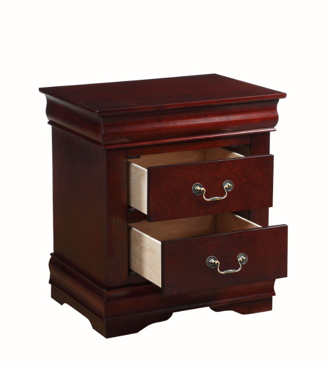 Louis Philippe - Nightstand, Elegant Design - Cherry - The Sleep Loft - Online Mattress Showroom NYC