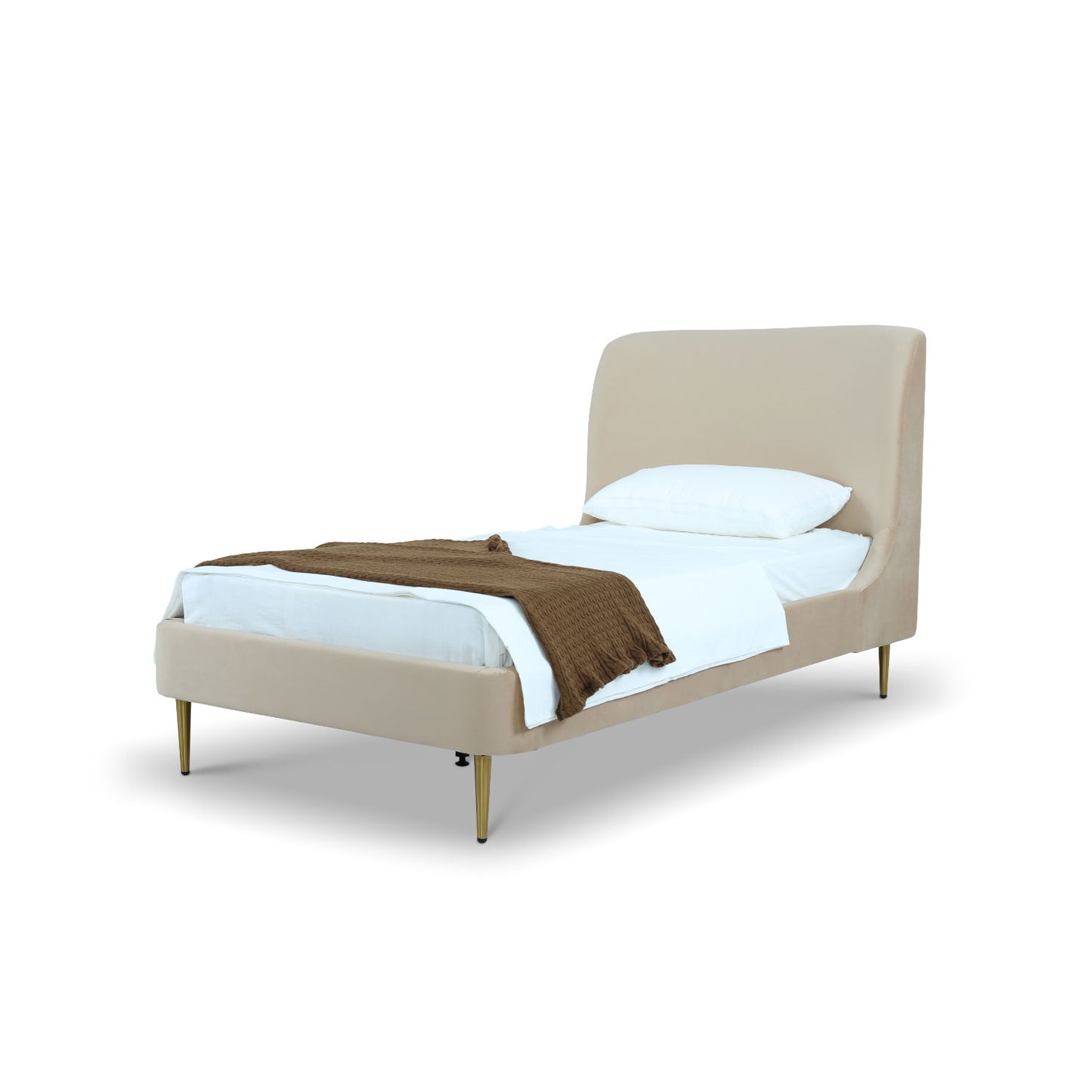 Mid-Century Modern Upholstered Bed With Curved Headboard - The Sleep Loft - Online Mattress Showroom NYC