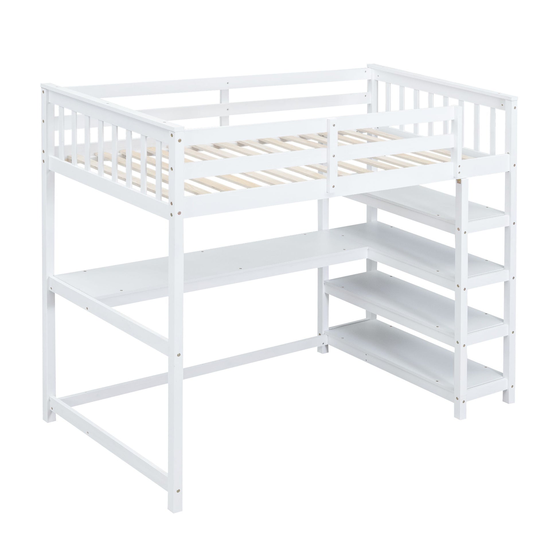 Loft Bed With Storage Shelves And Under Bed Desk - The Sleep Loft - Online Mattress Showroom NYC