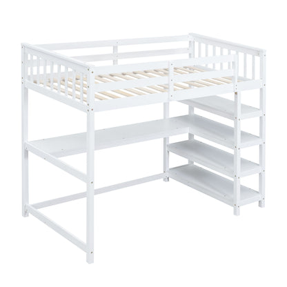 Loft Bed With Storage Shelves And Under Bed Desk - The Sleep Loft - Online Mattress Showroom NYC