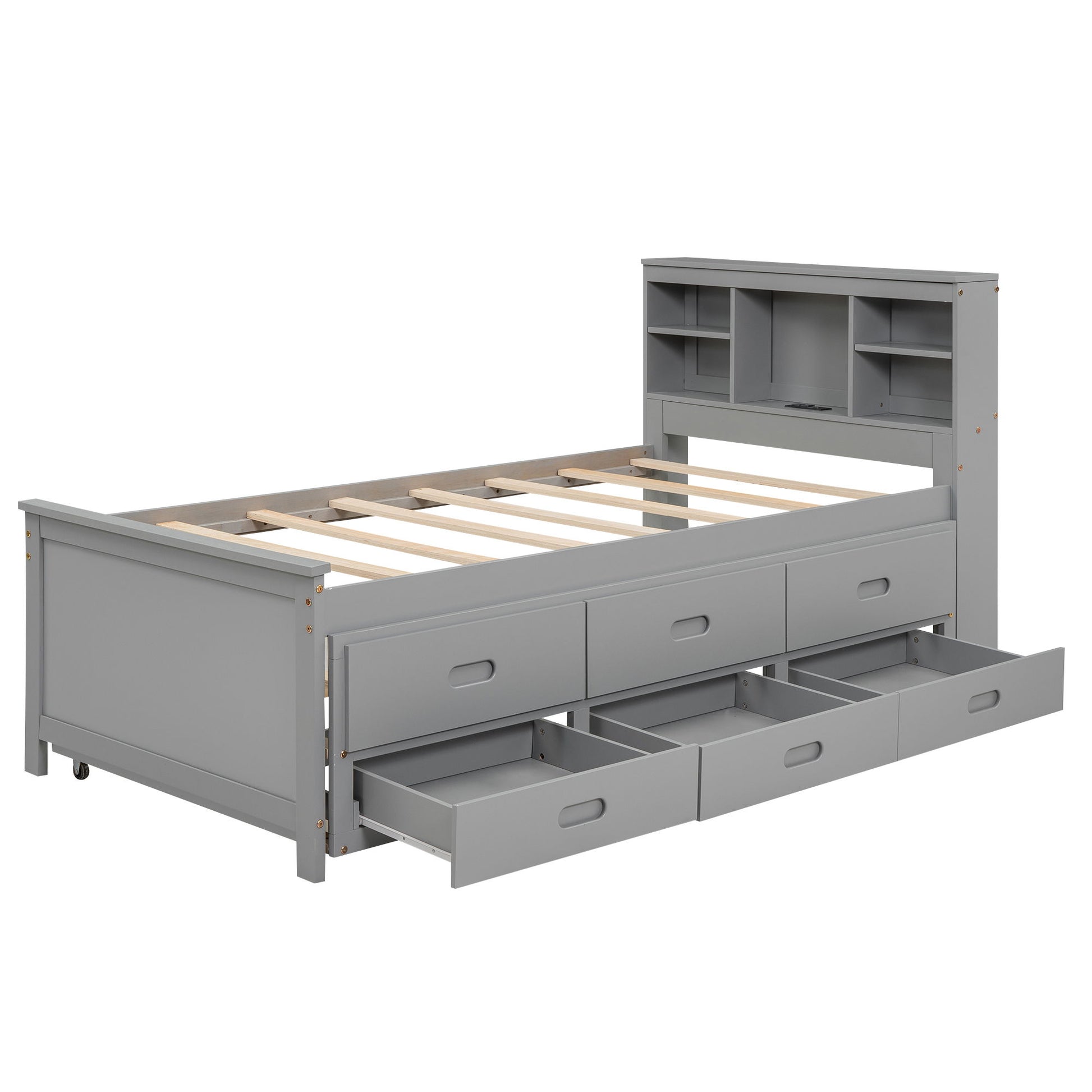 Platform Bed With Storage Headboard, USB, Trundle And 3 Drawers - The Sleep Loft - Online Mattress Showroom NYC