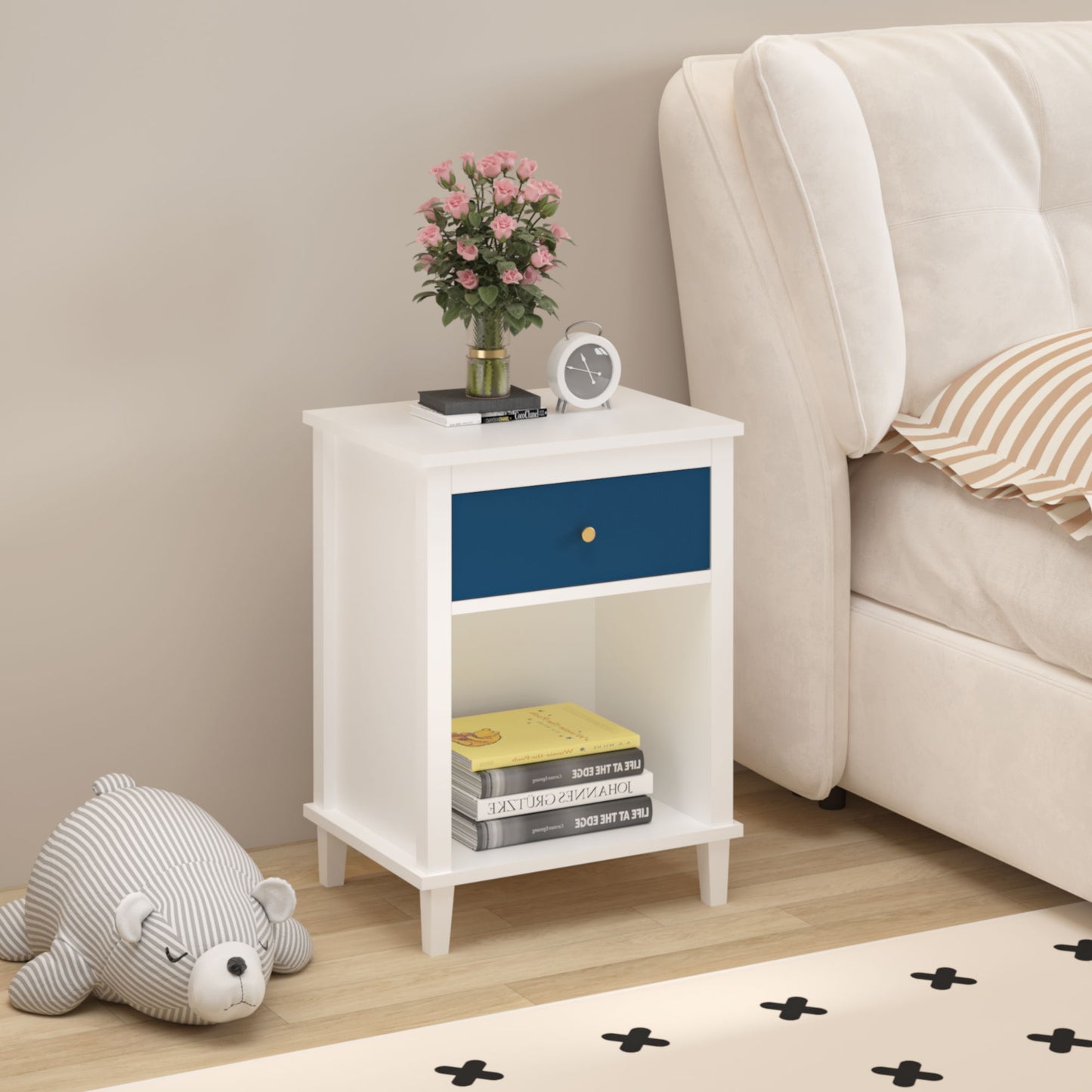 Nightstand With 1 Drawer 1 Shelf - The Sleep Loft - Online Mattress Showroom NYC