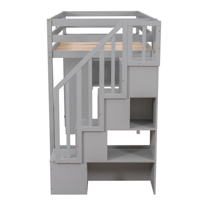 Loft Bed With Storage Drawers And Stairs With Shelves - The Sleep Loft - Online Mattress Showroom NYC