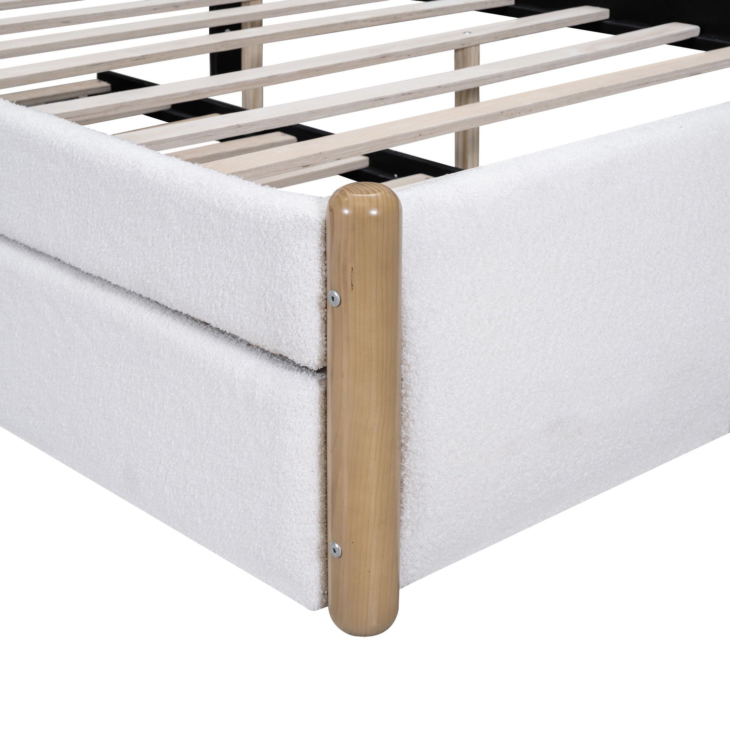 Upholstered Platform Bed With Wood Supporting Feet And Trundle - The Sleep Loft - Online Mattress Showroom NYC