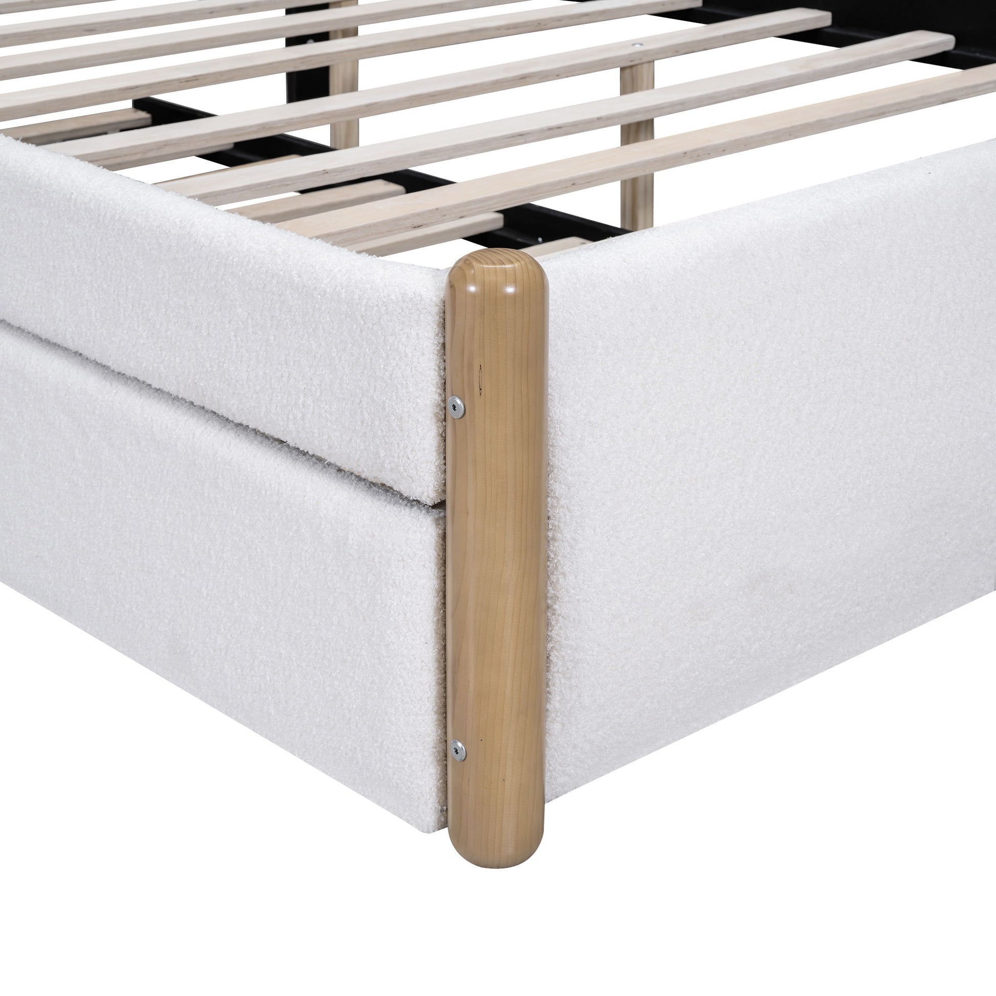Upholstered Platform Bed With Wood Supporting Feet And Trundle - The Sleep Loft - Online Mattress Showroom NYC