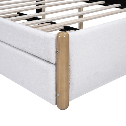 Upholstered Platform Bed With Wood Supporting Feet And Trundle - The Sleep Loft - Online Mattress Showroom NYC