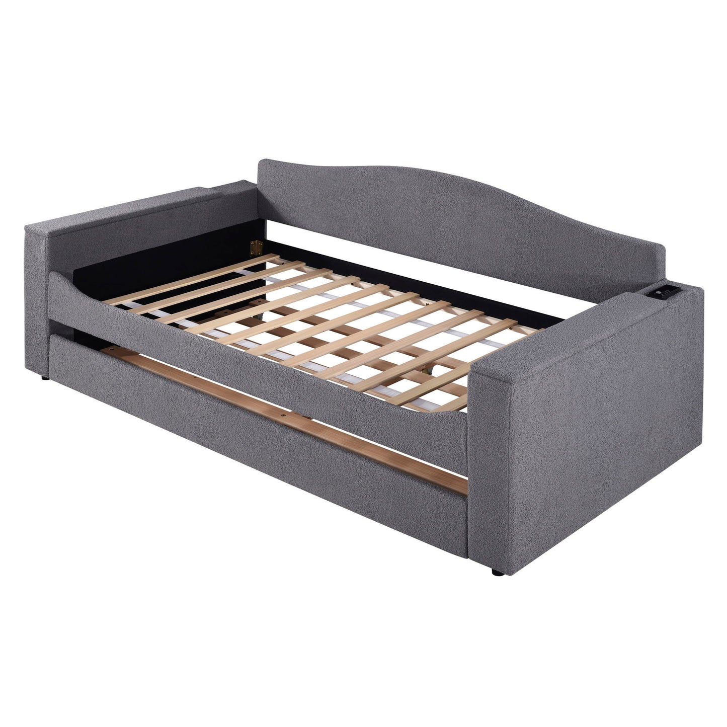 Upholstered Daybed With Storage Armrests, Trundle And Latest Integrated tooth Audio System - The Sleep Loft - Online Mattress Showroom NYC