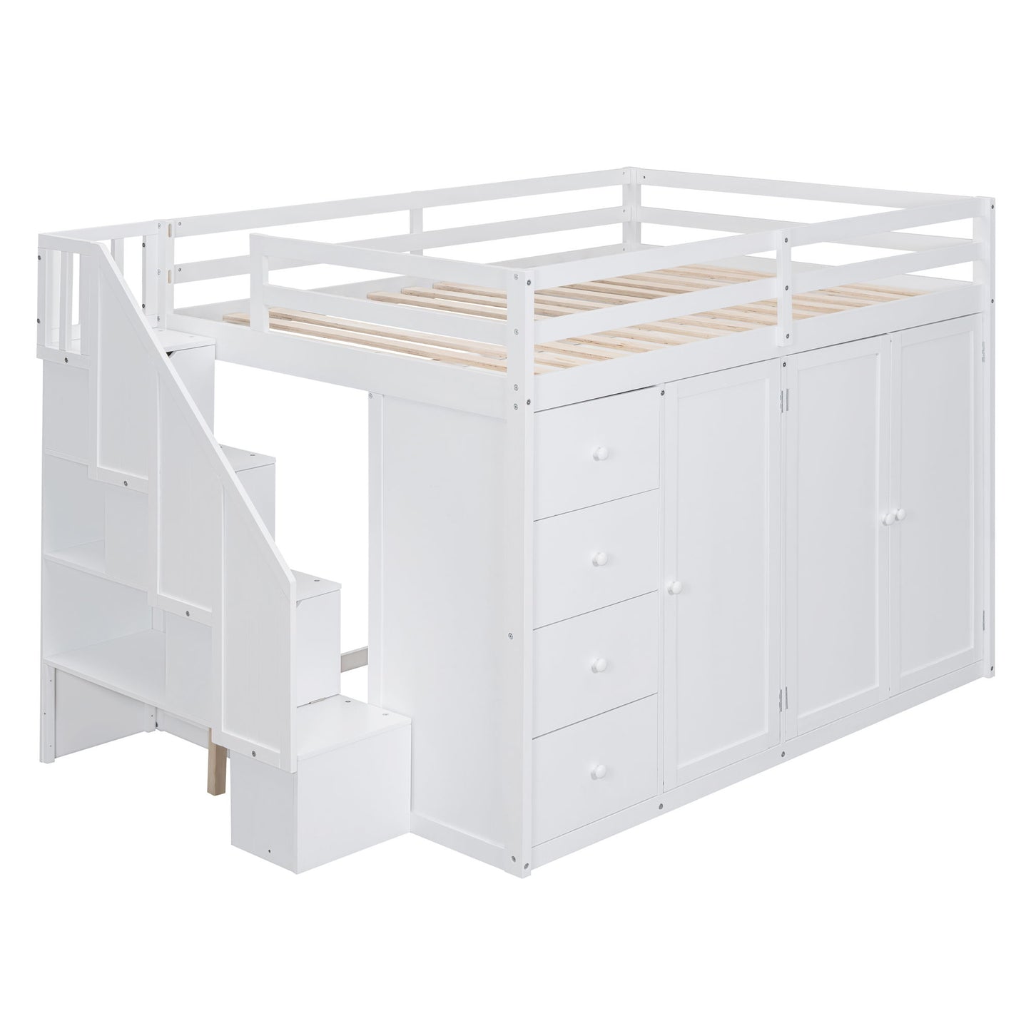 Loft Bed With Built In Wardrobes, Cabinets And Drawers - The Sleep Loft - Online Mattress Showroom NYC