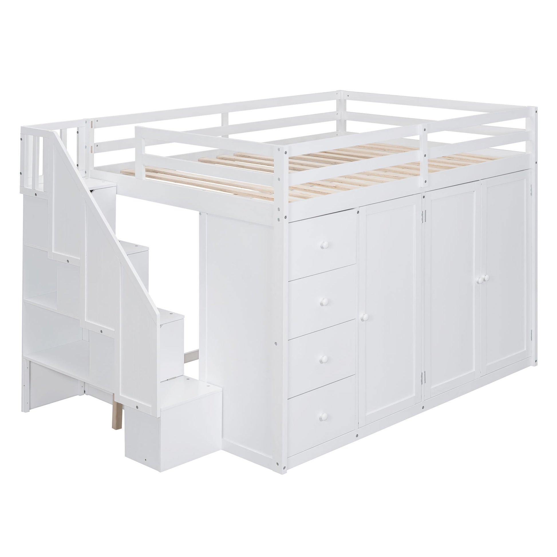Loft Bed With Built In Wardrobes, Cabinets And Drawers - The Sleep Loft - Online Mattress Showroom NYC