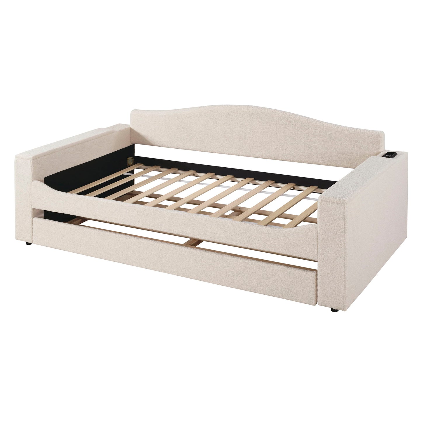 Upholstered Daybed With Storage Armrests, Trundle And Latest Integrated tooth Audio System - The Sleep Loft - Online Mattress Showroom NYC
