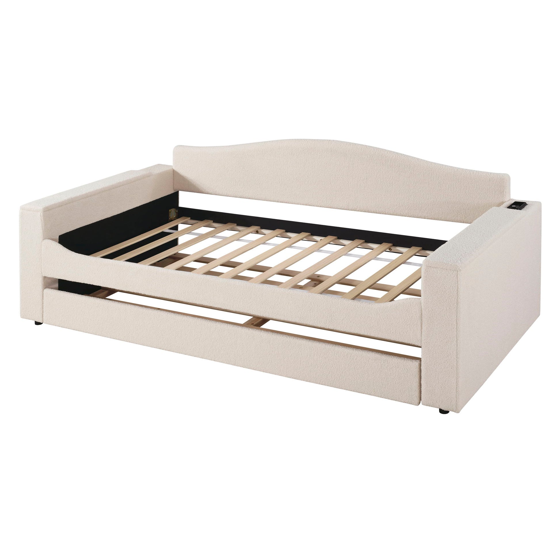 Upholstered Daybed With Storage Armrests, Trundle And Latest Integrated tooth Audio System - The Sleep Loft - Online Mattress Showroom NYC