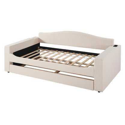 Upholstered Daybed With Storage Armrests, Trundle And Latest Integrated tooth Audio System - The Sleep Loft - Online Mattress Showroom NYC
