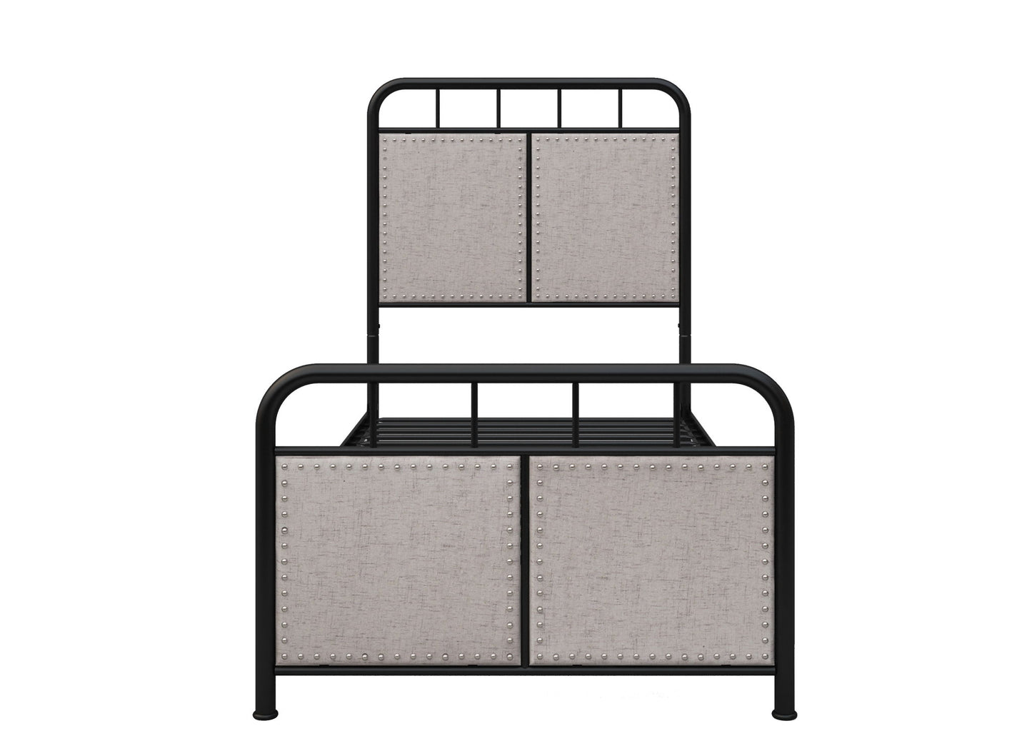 Twin Size Linen Upholstered Platform Metal Bed Frame With Fabric Headboard And Footboard - Brown - The Sleep Loft - Online Mattress Showroom NYC