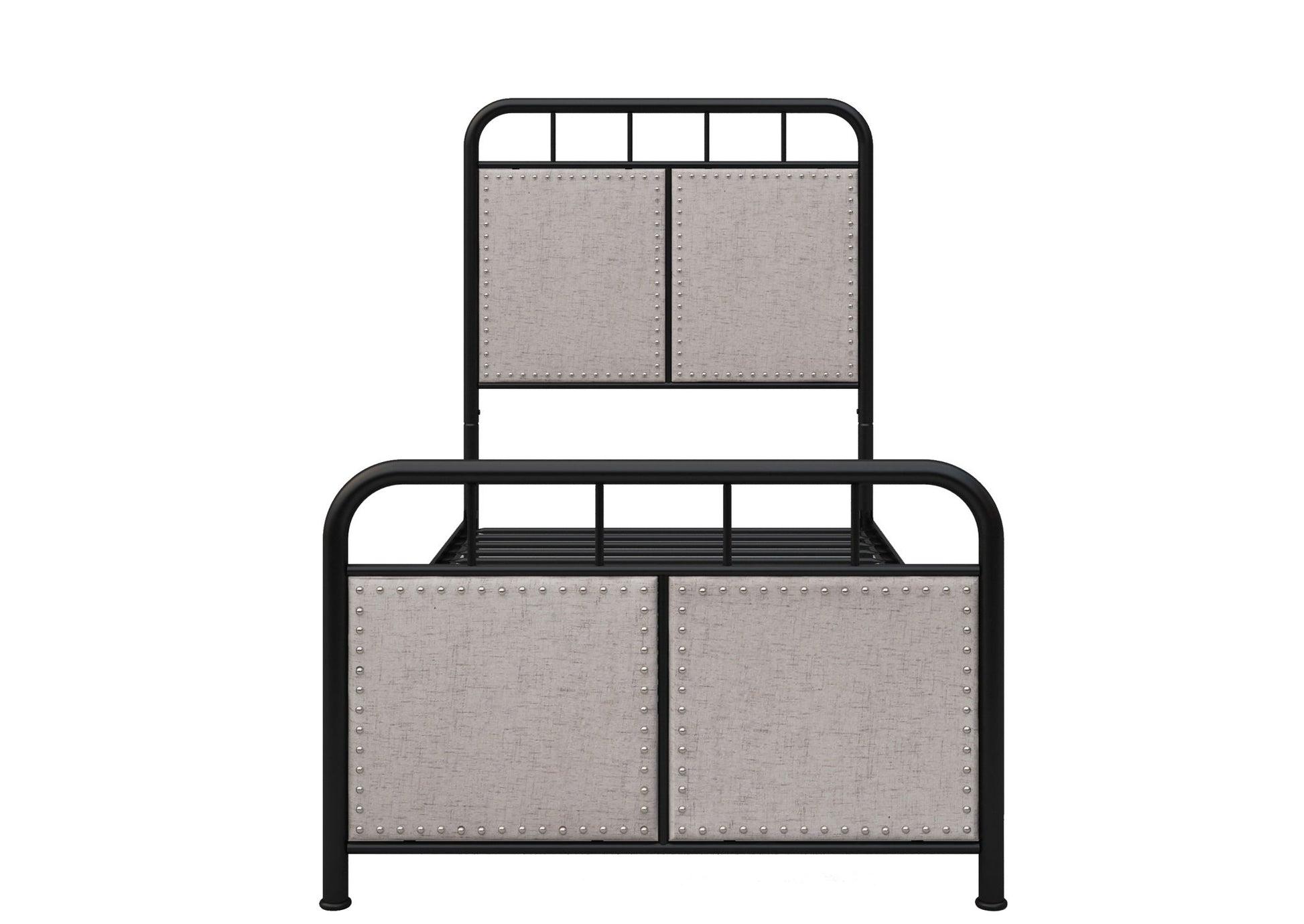 Twin Size Linen Upholstered Platform Metal Bed Frame With Fabric Headboard And Footboard - Brown - The Sleep Loft - Online Mattress Showroom NYC