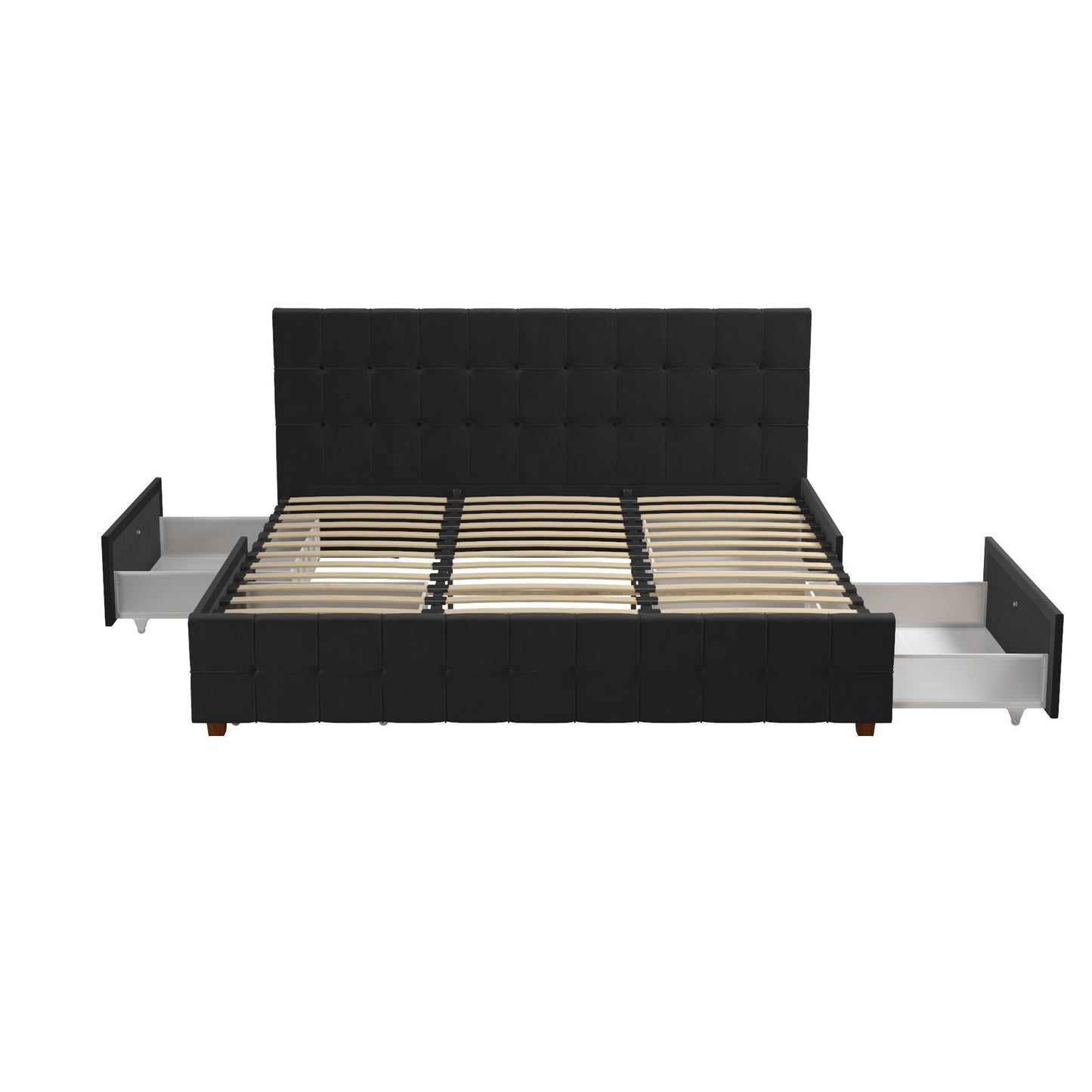 King Upholstered Bed With Storage - Black