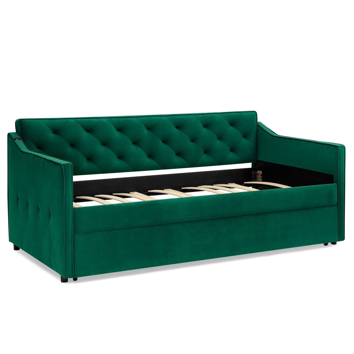 Daybed With Pop Up Trundle And USB Charging Armrest - The Sleep Loft - Online Mattress Showroom NYC