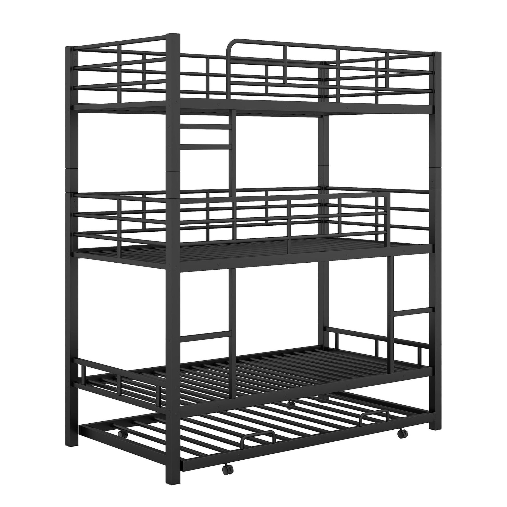 Triple Bunk Bed With Trundle, Heavy Duty Steel Construction - The Sleep Loft - Online Mattress Showroom NYC