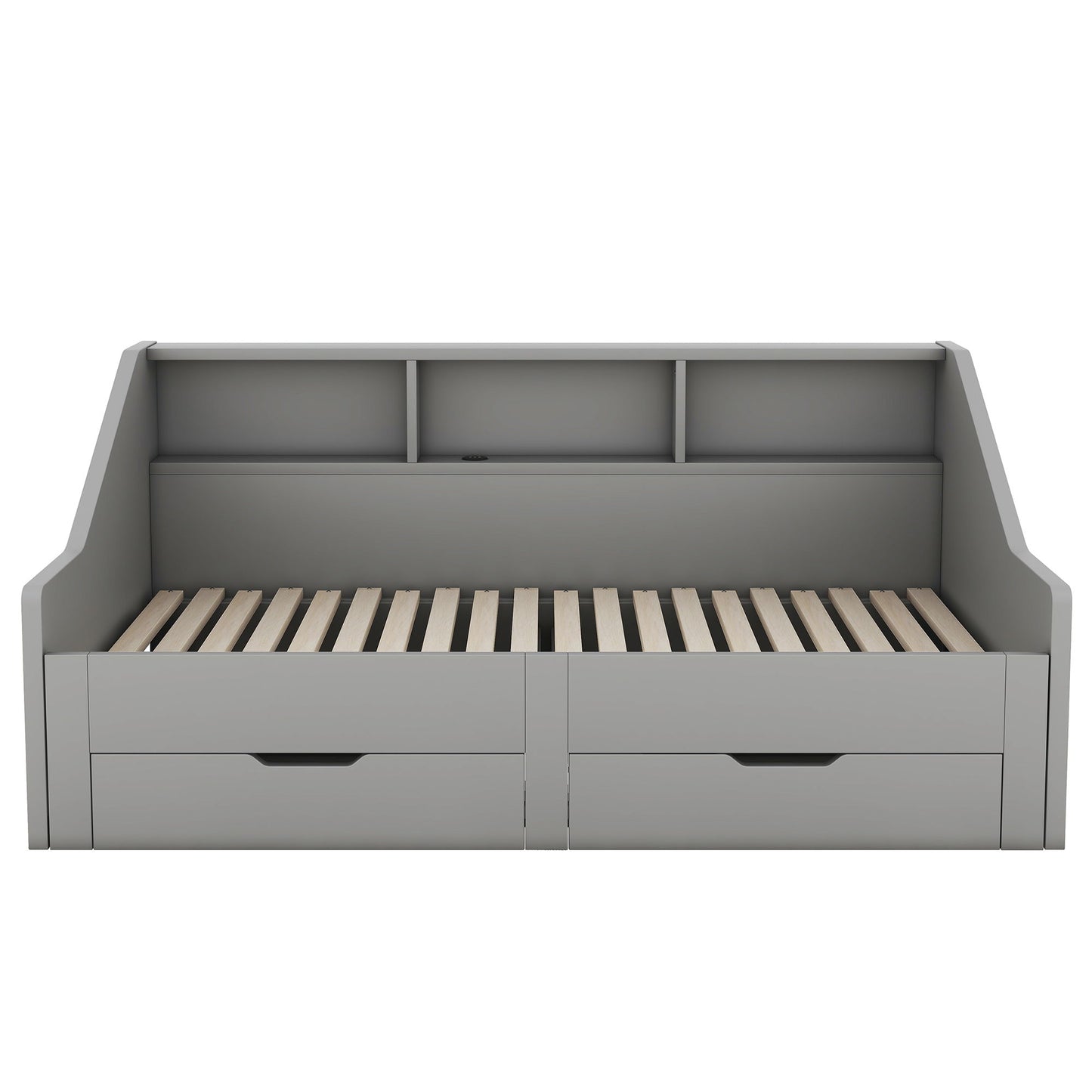 Daybed Frame With Storage Bookcases, 2 Drawers, Charging Station - The Sleep Loft - Online Mattress Showroom NYC
