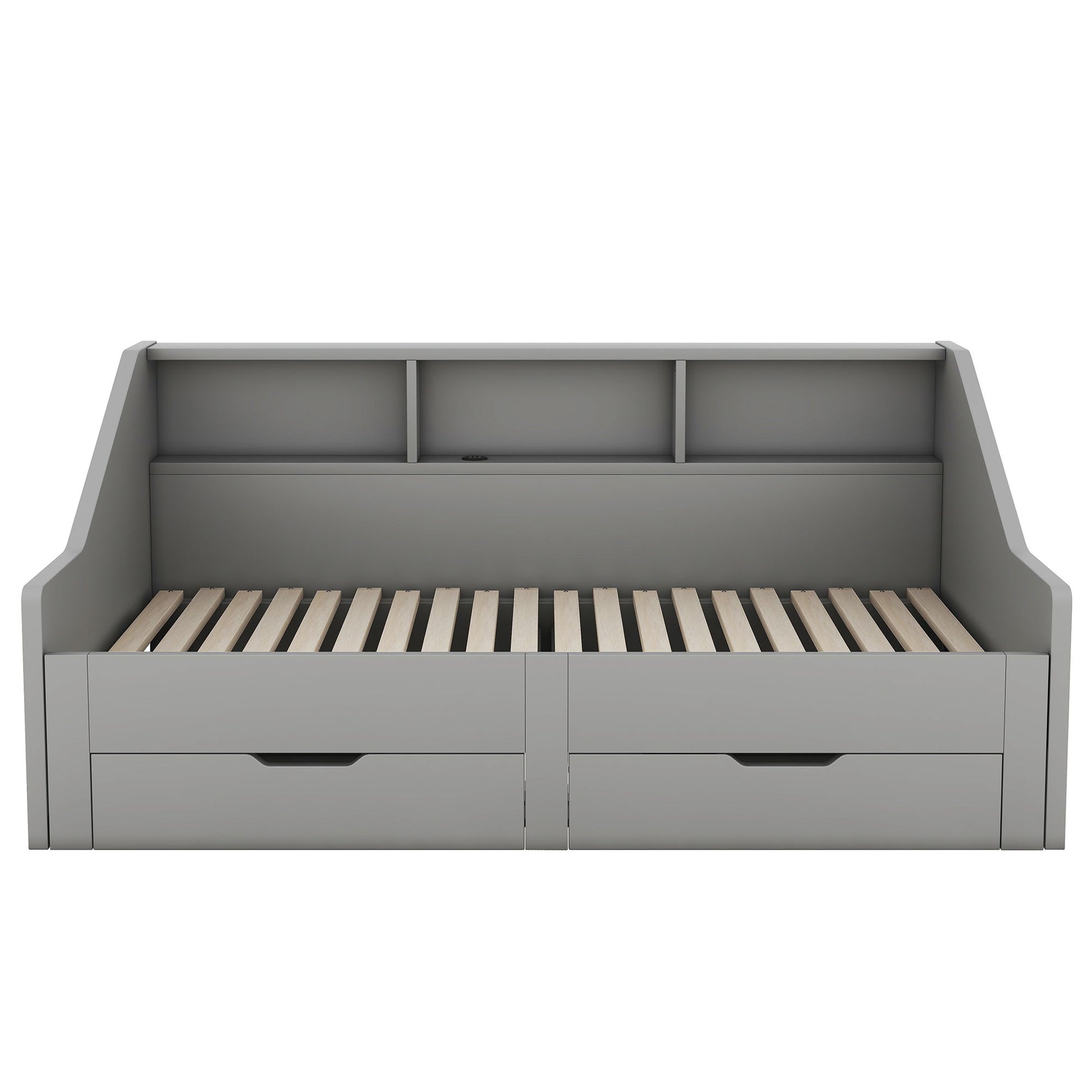 Daybed Frame With Storage Bookcases, 2 Drawers, Charging Station - The Sleep Loft - Online Mattress Showroom NYC