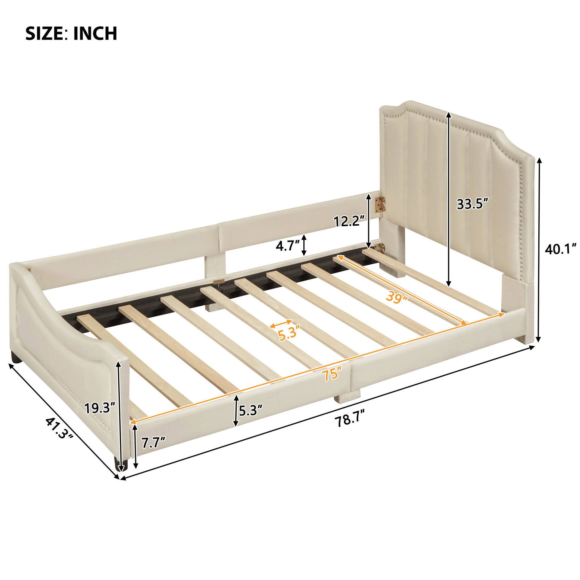 Upholstered Daybed With Classic Stripe Shaped Headboard - The Sleep Loft - Online Mattress Showroom NYC
