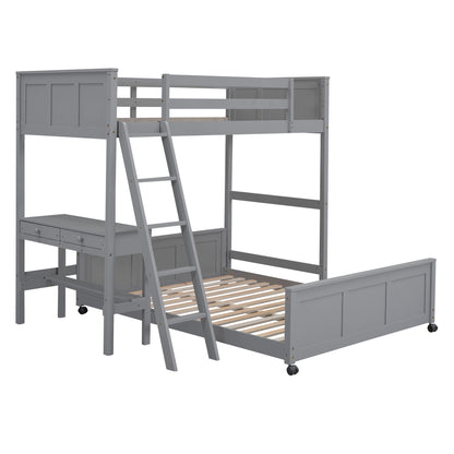 Full Over Full Bunk Bed With Desk - The Sleep Loft - Online Mattress Showroom NYC