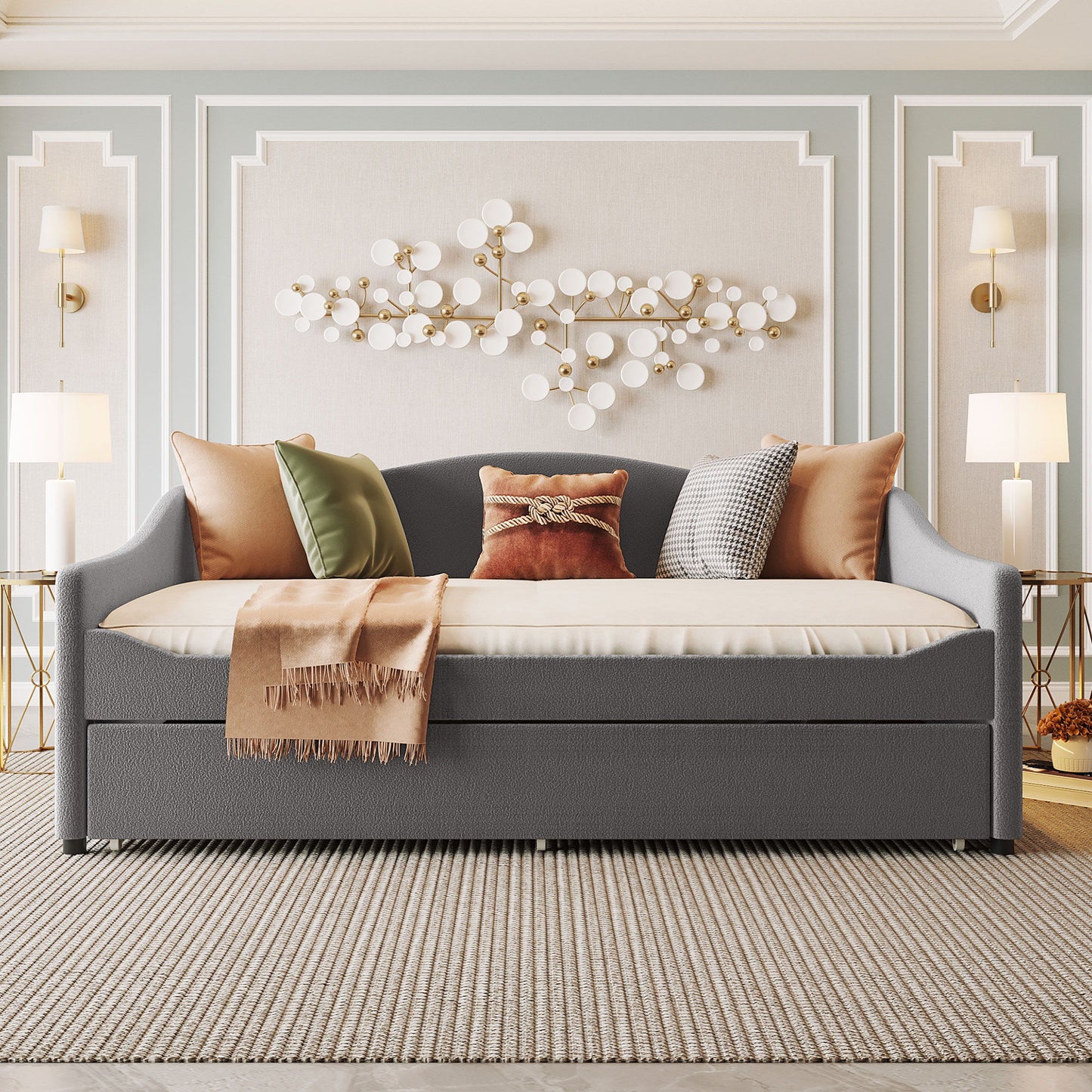 Upholstered Daybed With Light And Trundle - The Sleep Loft - Online Mattress Showroom NYC